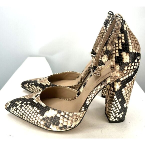Aldo Nicholes Heels Snake Skin Print Leather Block Heel Pumps Womens Size 6.5 - Picture 3 of 9